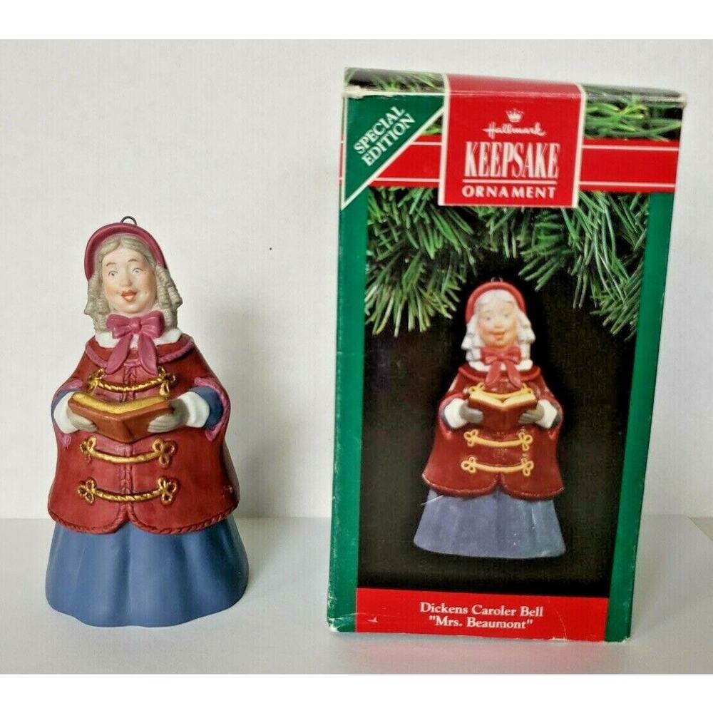 1991 Hallmark Mrs.Beaumont Christmas Ornament Dickens Caroler Bell Porcelain U19